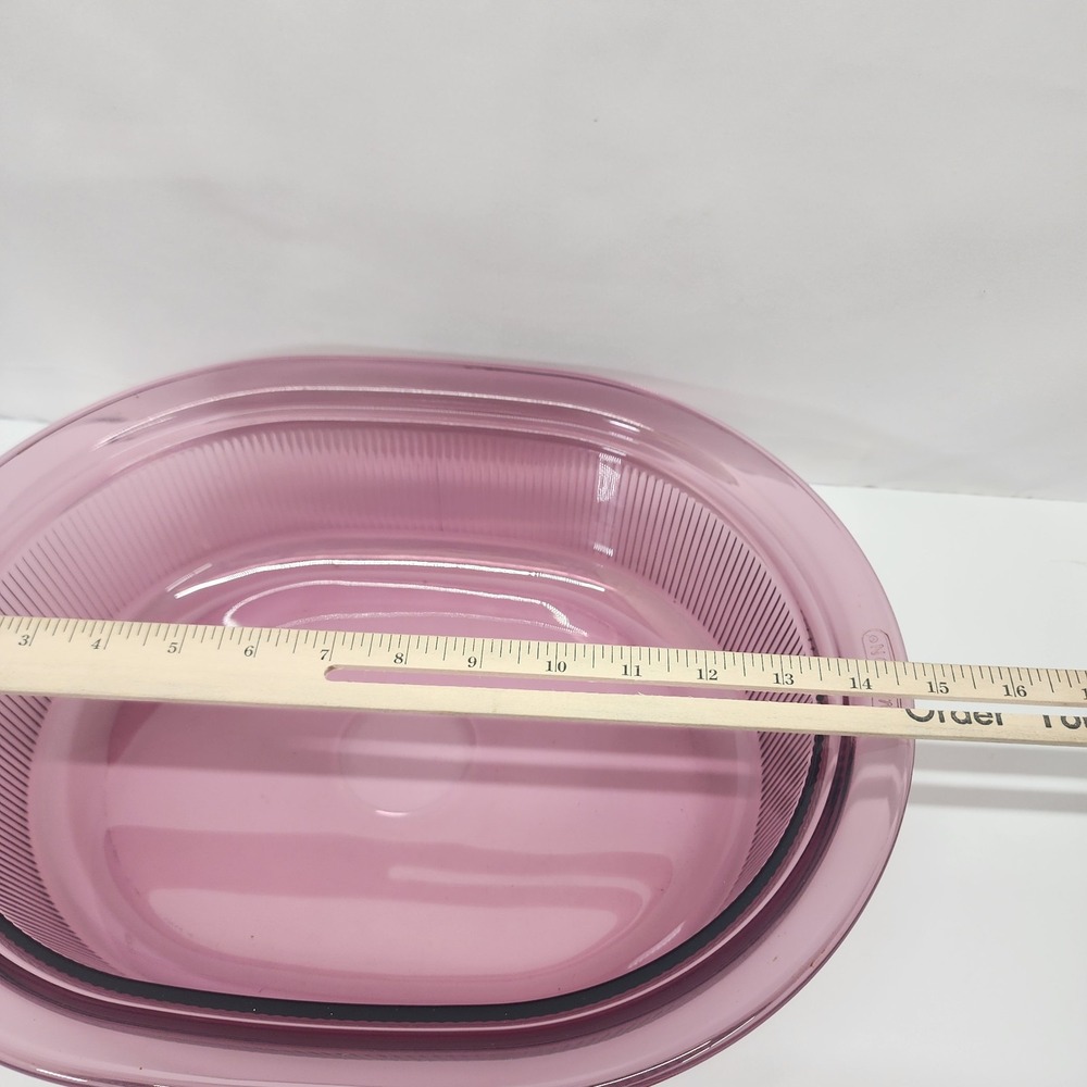 Vintage Corning Visions Cranberry V-34-B 4 Qt Roaster w V-34-C Lid USA - Picture 2 of 6
